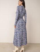 by swan Rochie Maxi Albastru-Alb Cambrată Petrecută cu Cordon Textil Ailrin