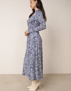 by swan Rochie Maxi Albastru-Alb Cambrată Petrecută cu Cordon Textil Ailrin