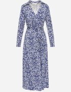 by swan Rochie Maxi Albastru-Alb Cambrată Petrecută cu Cordon Textil Ailrin