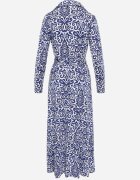by swan Rochie Maxi Albastru-Alb Cambrată Petrecută cu Cordon Textil Ailrin