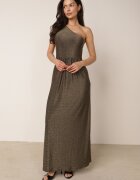by swan Rochie Maxi Asimetrică Aurie cu Fustă Cloș și Decupaj cu Sclipici Acaisa