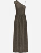 by swan Rochie Maxi Asimetrică Aurie cu Fustă Cloș și Decupaj cu Sclipici Acaisa