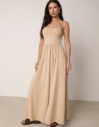 by swan Rochie Maxi Bej pe bretele cu crăpătură la tiv și decolteu pătrat Jacklyn