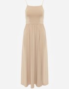 by swan Rochie Maxi Bej pe bretele cu crăpătură la tiv și decolteu pătrat Jacklyn