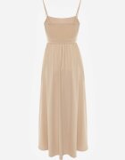 by swan Rochie Maxi Bej pe bretele cu crăpătură la tiv și decolteu pătrat Jacklyn