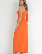 by swan Rochie Maxi Portocalie Încrucișată pe un umăr cu încrețituri Analaura
