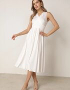 by swan Rochie Midi Albă fără mâneci cu tiv plisat Dreana