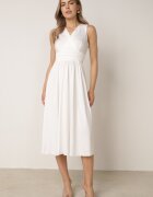 by swan Rochie Midi Albă fără mâneci cu tiv plisat Dreana