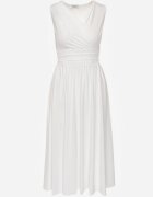 by swan Rochie Midi Albă fără mâneci cu tiv plisat Dreana