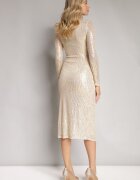 by swan Rochie midi aurie cu paiete cu decolteu petrecut și legătură Hadora