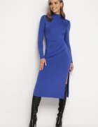 by swan Rochie Midi Cambrată Bleu marin cu semiguler și încrețituri Abigiana
