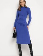 by swan Rochie Midi Cambrată Bleu marin cu semiguler și încrețituri Abigiana