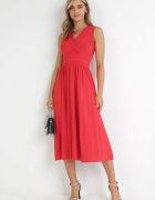 by swan Rochie Midi Roșie Fără Mâneci cu Tiv Plisat Dreana