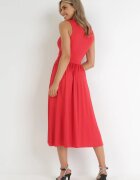 by swan Rochie Midi Roșie Fără Mâneci cu Tiv Plisat Dreana