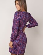 by swan Rochie Mini Mov-Albastră cu nasturi și Mâneci Lungi cu manșete Cynandia