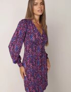 by swan Rochie Mini Mov-Albastră cu nasturi și Mâneci Lungi cu manșete Cynandia
