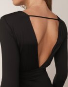by swan Rochie Mini Neagră cu Decolteu Adânc Ornată cu Benzi Subțiri Fancyone