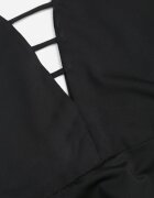 by swan Rochie Mini Neagră cu Decolteu Adânc Ornată cu Benzi Subțiri Fancyone