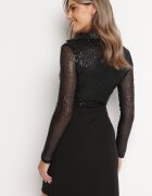 by swan Rochie Mini Neagră cu paiete cu bluză tip cămașă și curea cu cataramă Fiorena