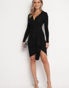 by swan Rochie Mini Neagră Lucioasă cu Drapaj Decorativ Grosseta