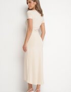 by swan Rochie mulată bej deschis cu viscoză cu croială petrecută și drapaj Talisia