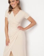 by swan Rochie mulată bej deschis cu viscoză cu croială petrecută și drapaj Talisia