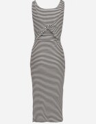 by swan Rochie mulată cu dungi negru-alb din bumbac cu bretele cu decupaj decorativ Vimastis