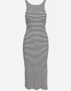by swan Rochie mulată în dungi granat-albă din bumbac cu bretele și șliț decorativ Vimastis