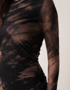 by swan Rochie Mulată Lungă Negru-Bej din Plasă cu Slit lateral Nethys