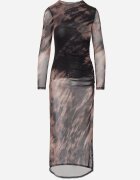 by swan Rochie Mulată Lungă Negru-Bej din Plasă cu Slit lateral Nethys