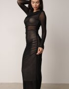 by swan Rochie Mulată Negru-Bej Maxi din Plasă Stolisse