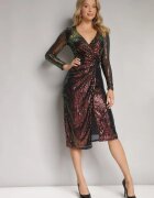 by swan Rochie Multicoloră Cu Paiete Midi cu Decolteu Petrecut și Cordon Hadora