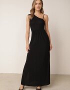by swan Rochie Neagră Asimetrică Maxi cu Tiv Evazat și Decolteu cu Sclipici Acaisa