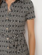 by swan Rochie Neagră Cambrată cu croială tip cămașă Încheiată cu nasturi cu model geometric Parra