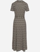 by swan Rochie Neagră Cambrată cu croială tip cămașă Încheiată cu nasturi cu model geometric Parra