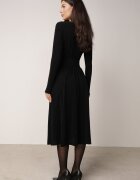 by swan Rochie neagră cambrată cu viscoză cu croială evazată decorată cu fir metalic Mesinae