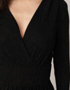 by swan Rochie neagră cambrată cu viscoză cu croială evazată decorată cu fir metalic Mesinae