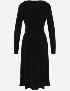 by swan Rochie neagră cambrată cu viscoză cu croială evazată decorată cu fir metalic Mesinae