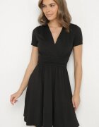 by swan Rochie Neagră Cloche cu Viscoză tip Plic cu încrețituri Adivas