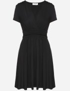by swan Rochie Neagră Cloche cu Viscoză tip Plic cu încrețituri Adivas