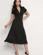 by swan Rochie Neagră Cloche din Viscoză cu Pernițe de Umăr Awerla