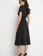 by swan Rochie Neagră Cloche din Viscoză cu Pernițe de Umăr Awerla