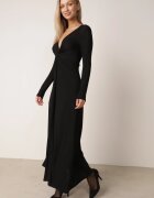 by swan Rochie Neagră cu Încrețitură la Decolteu Metalică Sisio