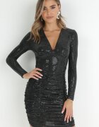 by swan Rochie Neagră cu Paiete și Drapaj Ezini