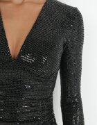 by swan Rochie Neagră cu Paiete și Drapaj Ezini