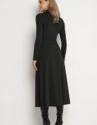 by swan Rochie Neagră cu Semi-guler Cambrată cu Slit lateral Sailea