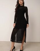 by swan Rochie Neagră Din plasă cu Imprimeu din velur Leopard și Decupaje Zaili