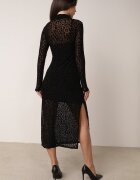 by swan Rochie Neagră Din plasă cu Imprimeu din velur Leopard și Decupaje Zaili