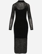 by swan Rochie Neagră Din plasă cu Imprimeu din velur Leopard și Decupaje Zaili