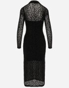 by swan Rochie Neagră Din plasă cu Imprimeu din velur Leopard și Decupaje Zaili